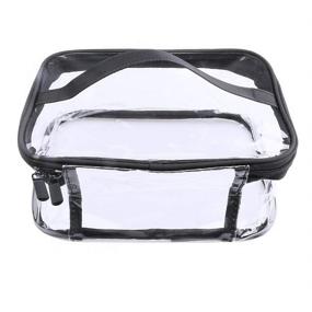 img 1 attached to 🔒 Waterproof Clear Makeup Bag with Zipper Closure - Portable Toiletry Bag for Travel, Transparent PVC Organizer with Handle, Ideal for Vacation, Bathroom Storage