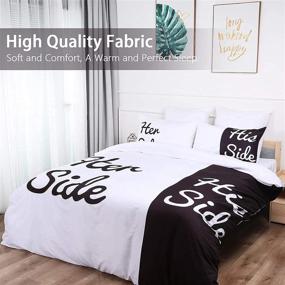 img 3 attached to 🛏️ Queen Size His Side Her Side Duvet Cover Set - 3 Piece Lightweight Microfiber Bedding with Zipper Ties for Adults - 90"x 90" - Does Not Include Comforter