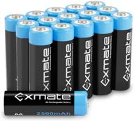 🔋 перезаряжаемые батарейки exmate aa: высокая емкость 2500mah ni-mh 1.2v батарейки (16 штук) с коробкой для хранения логотип