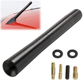img 4 attached to 🚗 Short Carbon Fiber Car Antenna - Universal Replacement (4.7 inch) Aluminum Black AM/FM Radio - GTP