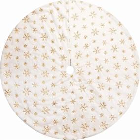 img 3 attached to 🎄 Lvydec White Christmas Tree Skirt - 48 Inches Large Plush Tree Skirt with Gold Sequin Snowflakes for Festive Xmas Decorations