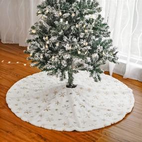 img 2 attached to 🎄 Lvydec White Christmas Tree Skirt - 48 Inches Large Plush Tree Skirt with Gold Sequin Snowflakes for Festive Xmas Decorations