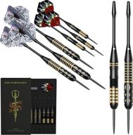 honwally darts metal tip set - premium professional darts 6 pack with brass barrels + 12 aluminum shafts + 12 dart flights + dart sharpener логотип