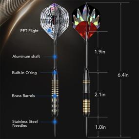 img 1 attached to Honwally Darts Metal Tip Set - Premium Professional Darts 6 Pack with Brass Barrels + 12 Aluminum Shafts + 12 Dart Flights + Dart Sharpener