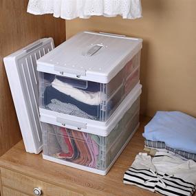img 2 attached to 30 Liter Collapsible Storage Bins with Lids: Multi-Purpose Foldable Plastic Box for Home, Bedroom, Kitchen, Office, and Travel - White Organizer