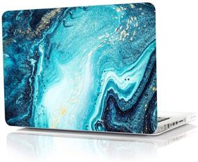 img 1 attached to Se7enline MacBook Pro 13 inch Case A1278 CD-ROM 2010/2011/2012 + 👨 Fashion Design Hard Shell, Keyboard Cover, and Screen Protector - Blue River Sand