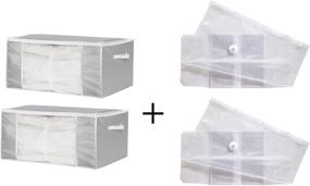 img 3 attached to 🛏️ STORAGE MANIAC Jumbo Cube Vacuum Storage Bags - 2 Pack: Space Saver for Bedding, Pillows, Towels, Blankets, Clothes - Light Grey