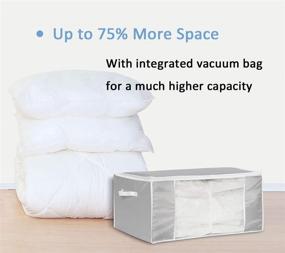 img 1 attached to 🛏️ STORAGE MANIAC Jumbo Cube Vacuum Storage Bags - 2 Pack: Space Saver for Bedding, Pillows, Towels, Blankets, Clothes - Light Grey