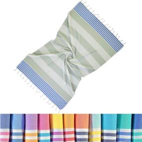 img 3 attached to 🛀 LOOMANGO Luxury Turkish Towels - 100% Cotton, Ultra Soft, Laboom Grey-Royal Blue