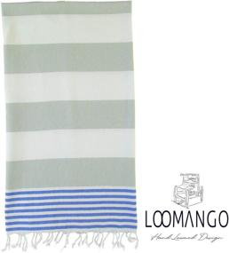 img 2 attached to 🛀 LOOMANGO Luxury Turkish Towels - 100% Cotton, Ultra Soft, Laboom Grey-Royal Blue
