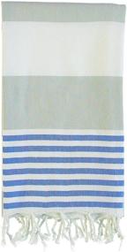 img 4 attached to 🛀 LOOMANGO Luxury Turkish Towels - 100% Cotton, Ultra Soft, Laboom Grey-Royal Blue