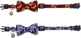 img 1 attached to Enhance Your Kitty's Halloween Style with Lamphyface 2 Pack/Set Breakaway Cat Collar featuring Cute Bow Tie and Bell for Adjustable Safety