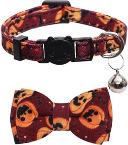 img 3 attached to Enhance Your Kitty's Halloween Style with Lamphyface 2 Pack/Set Breakaway Cat Collar featuring Cute Bow Tie and Bell for Adjustable Safety