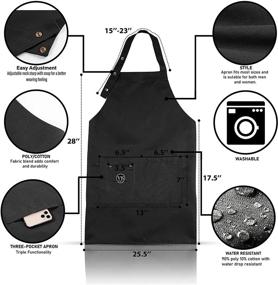 img 2 attached to π© Water-Resistant VK APRON: Adjustable Cooking Aprons for Men and Women with Pockets