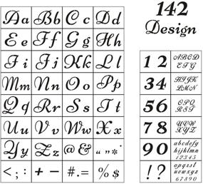 img 4 attached to Шаблоны писем по дереву: 44 шт. алфавитных шаблона с цифрами и знаками - многоразовые пластиковые шаблоны для стены и дерева - 2 шрифта и 142 дизайна