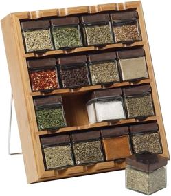 img 4 attached to Bamboo Inspirations 16-Cube Spice Rack with Leaf Labels by Kamenstein