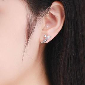 img 3 attached to 💎 S925 Sterling Silver CZ Fairy Stud Earrings | Hypoallergenic Two-Tone Crystal Angel Wings Jewelry for Women, Girls | Tiny Studs 18K White Gold Plated | Tinkerbell-Inspired Gift for Children