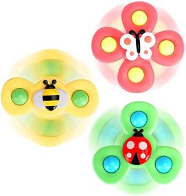 img 4 attached to Suction Cup Spinner Toy Set - Farm Theme for Sensory Fun - Perfect Gift for 1 Year Old Boys and Girls