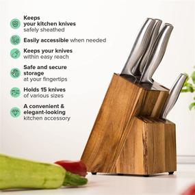 img 3 attached to 🔪 Coninx 15 Slot Acacia Wood Knife Holder - Universal Kitchen Knife Block for Elegant Countertop Storage