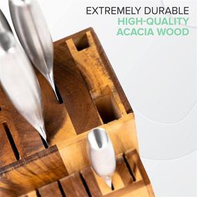 img 2 attached to 🔪 Coninx 15 Slot Acacia Wood Knife Holder - Universal Kitchen Knife Block for Elegant Countertop Storage