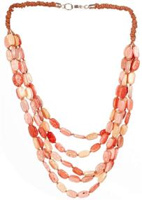 img 3 attached to Handcrafted Oval Marble Glass Beaded Necklace with Knotted Design for Women and Girls - RICHERA Jewelry