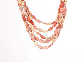 img 2 attached to Handcrafted Oval Marble Glass Beaded Necklace with Knotted Design for Women and Girls - RICHERA Jewelry