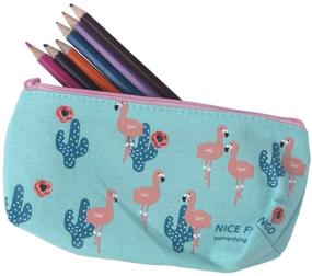 img 2 attached to ZICOME Flamingo Cactus Canvas Pencil Cases Purse Pouches - Set of 3