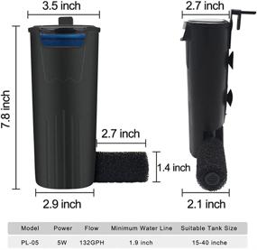 img 2 attached to PULACO Aquarium Internal Filter for 3-20 Gallon Tanks: Ideal for Turtle, Reptile, Amphibian, Frog, Cichlid, Newt, and Fish Tanks