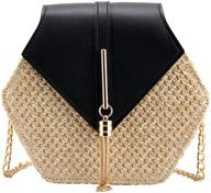 cute straw shoulder bag for women - bausweety crossbody bag logo