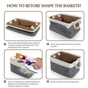 img 1 attached to 🧺 IMQSQIK Foldable Storage Basket 4 Pack: Large Fabric Bins with Hemp Rope Handles for Organizing Closets & Nursery Shelves (15x 11 x 8 inches, Dark White)