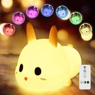 silicone rabbit night light: adorable kawaii room decor for kids with remote control - 8 colors nightlight gift for christmas логотип