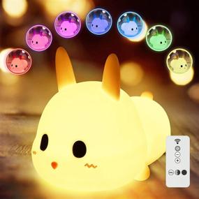 img 4 attached to Silicone Rabbit Night Light: Adorable Kawaii Room Decor for Kids with Remote Control - 8 Colors NightLight Gift for Christmas