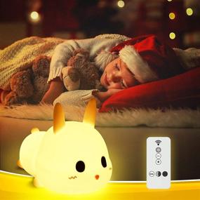 img 3 attached to Silicone Rabbit Night Light: Adorable Kawaii Room Decor for Kids with Remote Control - 8 Colors NightLight Gift for Christmas