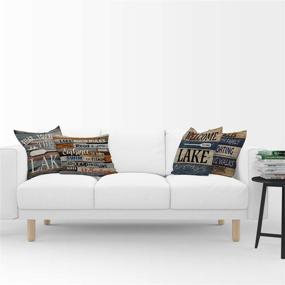 img 2 attached to 🏞️ The Lake Throw Pillow Case Set of 4 - 18 x 18 Inch, Lake Rules Decor, Lake House, Lake Cabin, Lake Paddle Decor, Cushion Cover for Sofa Couch Bed