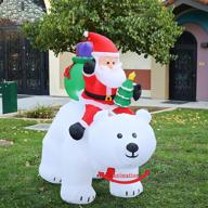 🎅 6ft christmas inflatables outdoor santa claus riding polar bear w/ shaking head, led lights & clearanced blow up decoration for holiday/christmas/party in yard/garden logo