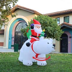 img 2 attached to 🎅 6ft Christmas Inflatables Outdoor Santa Claus Riding Polar Bear w/ Shaking Head, LED Lights & Clearanced Blow Up Decoration for Holiday/Christmas/Party in Yard/Garden
