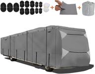 🏕️ waterproof 300d oxford fabric cover for travel trailer rv - fits 22-24.6 ft - weather protection, anti-uv scratchproof breathable ripstop camper cover with windproof buckles & adhere patch kit logo