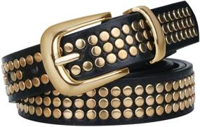 img 4 attached to 🔗 Studded Leather Belts for Dresses and Jeans - Rivet Women's Belt, Gothic Style, in Stylish Black