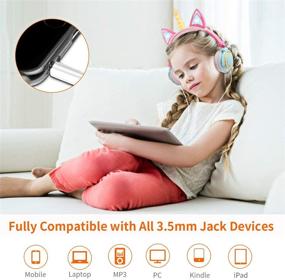 img 3 attached to 🦄 Unicorn Girls Cat Ear Headphones with LED Light Up and Adjustable Wired Earphone for Kids, Back to School Supplies, 85dB Volume Limited