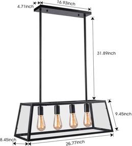 img 2 attached to 💡 Industrial Kitchen Island Pendant Lighting: Pynsseu Matte Black Shade with Clear Glass Panels, 4 Lamp Sockets - Perfect Fixture for Dining Room, Breakfast Bar