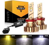 🔆 auxbeam nf-x60 series led fog light bulbs - h11 h8 h9 h16, three colors switchback, 44w 8000lm, emc tech anti-interference, pack of 2 logo