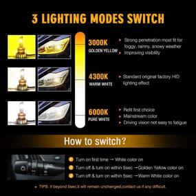 img 2 attached to 🔆 Auxbeam NF-X60 Series LED Fog Light Bulbs - H11 H8 H9 H16, Three Colors Switchback, 44W 8000LM, EMC Tech Anti-interference, Pack of 2
