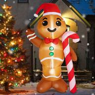 hoojo 8 ft christmas inflatables: gingerbread man with candy canes, illuminate your holiday with led lights - perfect for party, yard, garden, lawn decorations logo