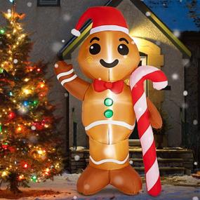 img 4 attached to HOOJO 8 FT Christmas Inflatables: Gingerbread Man with Candy Canes, Illuminate Your Holiday with LED Lights - Perfect for Party, Yard, Garden, Lawn Decorations