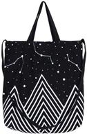 🌌 medium black caixia mountain star print convertible canvas tote shoulder bag logo