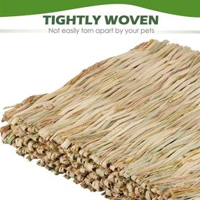 img 1 attached to 🐇 Premium Grass Mat for Rabbits and Small Animals - 4 Pack, Straw Woven Bed and Chew Toy - Ideal for Guinea Pigs, Chinchillas, Hamsters, and More!