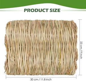 img 3 attached to 🐇 Premium Grass Mat for Rabbits and Small Animals - 4 Pack, Straw Woven Bed and Chew Toy - Ideal for Guinea Pigs, Chinchillas, Hamsters, and More!