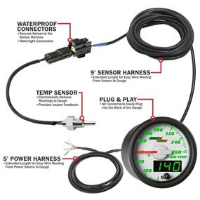 img 3 attached to 🚚 MaxTow 260F Transmission Temperature Gauge Kit - Electronic Sensor Included - White Face - Green LED Dial - Analog & Digital Readouts - Truck Compatible - 2-1/16" 52mm