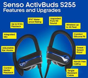 img 1 attached to SENSO Bluetooth Wireless Headphones: Waterproof HD Stereo Earbuds for Sports, Gym, and Running with 8-Hour Battery Life and Noise Cancelling - Blue