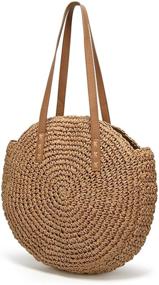 img 3 attached to 👜 Stylish and Spacious Women's Straw Handbags: Perfect Beach Tote with Round Pompom Handle and Shoulder Strap